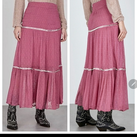**1 SZ 8 LEFT***Free People Ella's Tiered Midi Skirt - Picture 7 of 10